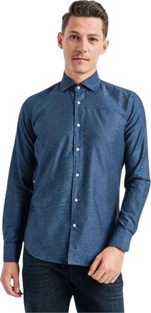 La Martina Overhemden, Heren, Blauw, M, Katoen, Pointed Collar Shirt