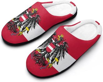 Generic Emblem of Austria Austrian Flag Funny Mens Cotton Slippers Soft Non-Slip Rubber Sole House Slipper Indoor Outdoor