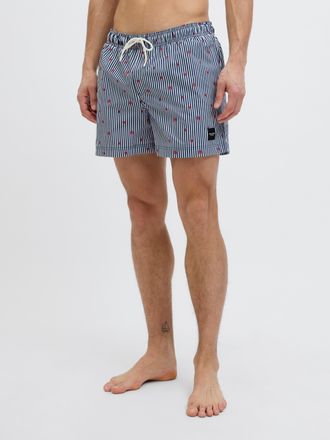 Jack & Jones Badeshorts JACK & JONES JPSTMAUI JJSWIM MINI STRIPE AKM SN, Herren, Gr. XL, N-Gr, blau (navy blazer), Web, Obermaterial: 100% Polyester, gemustert, Ba