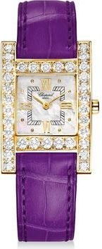 Chopard H Square Mother of Pearl Dial Yellow Gold Diamond Ladies Watch 136621-0001