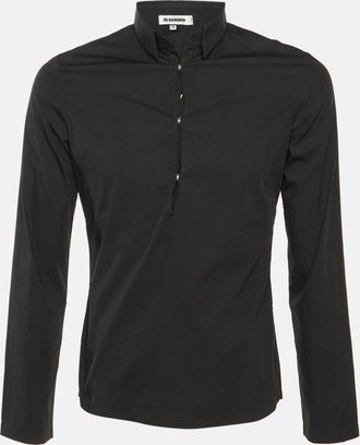 Jil Sander Black Cotton Half Placket Shirt
