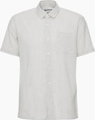 Barbour Mens Barbour Nelson Linen Short Sleeve Shirt - Cream - Size: 38/Regular