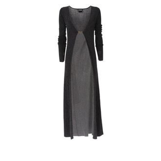 Versace Jeans Couture Cardigans, female, Gray, Size: M Sparkling Long Cardigan
