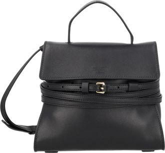 Moschino Black Belt Detail Structured Polyester Handbag
