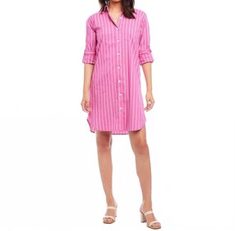 Karen Kane Stephie Striped Shirtdress In Fuchsia