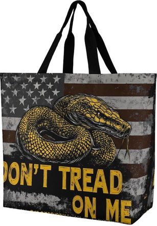 Generic Dont Tread Me Flag Large Reusable Shopping Bag Lightweight Foldable Tote Bags Washable Shoulder Handbag