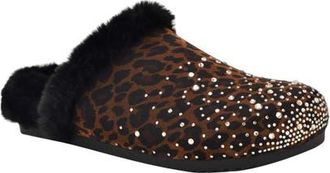 Guess Gascona Rhinestone & Faux Fur Clog in Dark Brown at Nordstrom, Size 6.5
