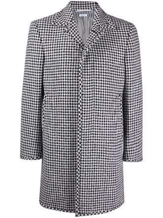 Thom Browne houndstooth-pattern single-breasted coat - Black