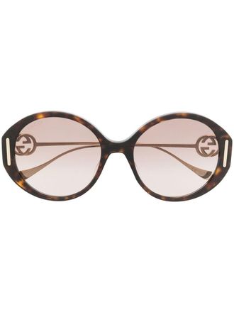 Gucci Occhiali da sole ovali - Marrone