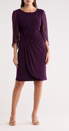 Connected Sheer Sleeve Dress in Aubergine at Nordstrom Rack, Size 10