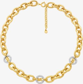 Michael Kors Pav&eacute; MK Pop Charm Chain-Link Necklace