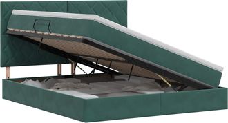 vidaXL Cama Con Almacenamiento Y Colch&oacute;n Verde Oscuro 180 X 200 Cm Vidaxl
