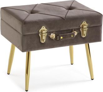 VERSA Banco pie de cama de estilo cl&aacute;sico en madera aglomerada gris claro