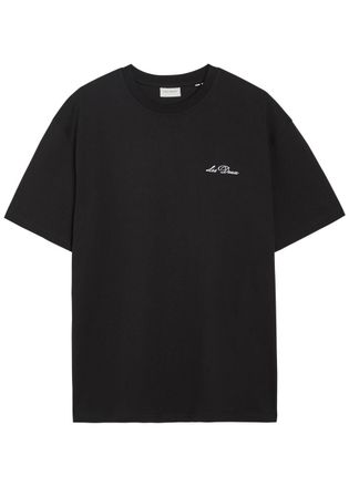 Les Deux Logo-embroidered Cotton T-shirt - Black - XL