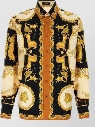 Versace baroque print silk shirt with gold accents