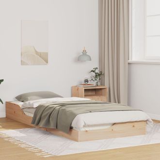 Berkfield Home Floor Bed Frame Brown 100 x 220 cm Solid pine wood in Beige