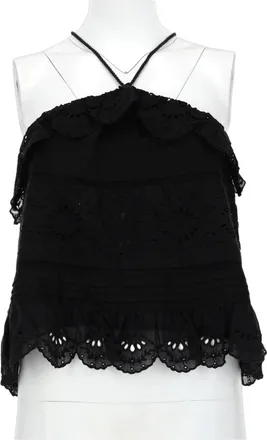 Isabel Marant Prisha Black Sleeveless Eyelet Top