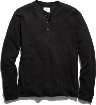 Billy Reid Slub Tuck Henley in Black at Nordstrom, Size Xx-Large
