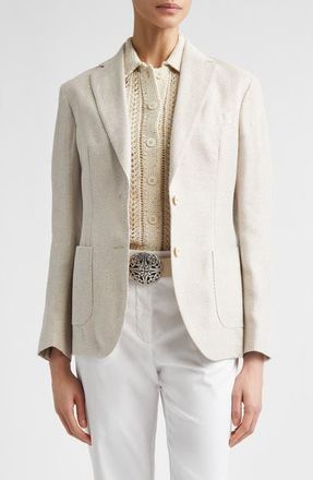 Eleventy Silk, Linen & Cotton Jacket in 02 Sand at Nordstrom, Size 00 Us