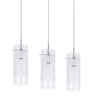 Netlighting Modern Hanging Pendant Chrome 3 Light with Clear Shade E27 in Silver