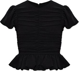 Rotate Gekreukt Top - Dames - Blouses - Zwart - XS - Leer - Overhemden