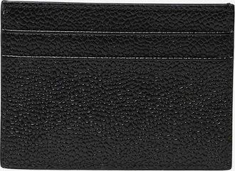 Thom Browne Mens Leather Card Holder With Logo Black Calf Full Grain Wallets & Cardholders