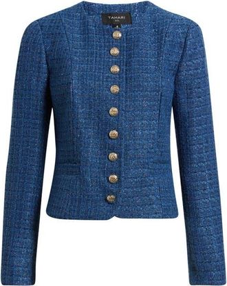 Tahari by ASL Boucl&eacute; Jacket in Riverside Blue at Nordstrom, Size 10