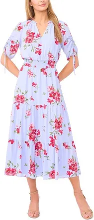 CeCe by Cynthia Steffe Floral Tiered Dress in Windsurfer at Nordstrom, Size X-Large