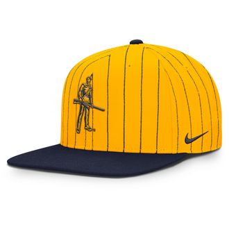 Nike West Virginia Primetime Pin Stripe 2-Tone Nike Mens Dri-FIT College Adjustable Hat in Yellow | NC1209SHWVN-5YX