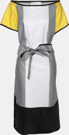 Marina Rinaldi Voyage By Marina Rinaldi Multicolor Cotton Patchwork Belted Dress