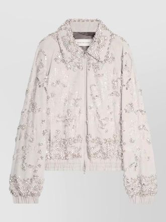 Dries Van Noten embroidered jewel jacket elastic hem cuffs