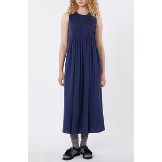 Max Mara Ricordo Pintuck Midi Dress in Navy at Nordstrom, Size X-Large