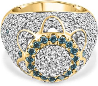 Pompeii3 4.64Ct Blue & White Diamond Mens Pinky Ring 14k Yellow Gold Lab Grown Hip Hop Size: 8.5