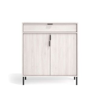 HERDASA Herdasa, Mueble Zapatero En Melamina Y Patas Metal, Modelo Alice, Color Blanco Antic