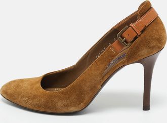 Ralph Lauren Collection Ralph Lauren Brown Suede Side Buckle Round Toe Pumps