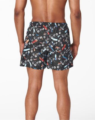 Marcelo Burlon Mens Hawaii Print Swim Shorts Black Clothing > Beachwear