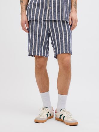 Jack & Jones Shorts JACK & JONES JPSTJAIDEN COBA STRIPE JOG SHORT SRT SN, Damen, Gr. S, N-Gr, blau (ocean cavern), Web, Obermaterial: 100% Baumwolle, gestreift, re