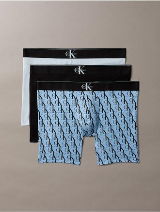 Calvin Klein Mens Graphic Monogram Cotton Stretch 3-Pack Boxer Brief - Multi - L