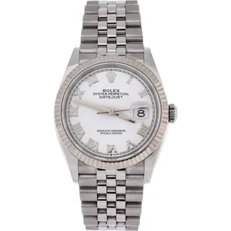 Rolex Oyster Perpetual Datejust Automatic Watch Stainless Steel and White Gold 36 in Metallic Silver at Nordstrom