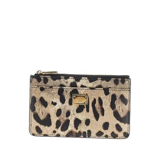 Dolce & Gabbana Leopard-print leather cardholder pouch Woman One Size