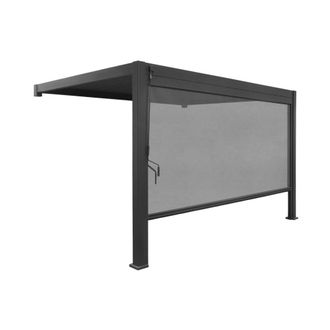 Sweeek P&eacute;rgola bioclim&aacute;tica de aluminio adosada 3x4m + 1 toldo 4m, antracita