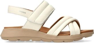 Mephisto Sportieve Witte Sandaal - Velcro Sluiting - Dames - Sandalen - Beige - 35 EU - Leer - Schoenen
