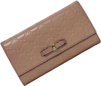 Gucci Beige Pink Leather Long Wallet (Bi-Fold) (Pre-Owned)
