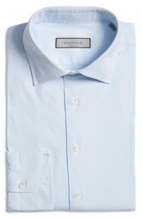 Canali Impeccabile Regular Fit Dress Shirt in Blue at Nordstrom Rack, Size 18 - R