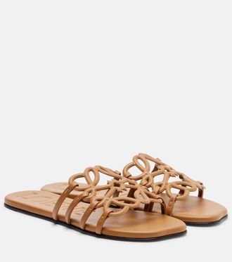 Loewe Petal Anagram leather slides