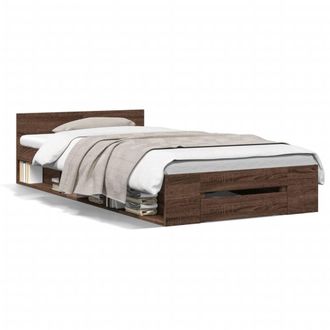 Berkfield Home Bed Frame with Drawer Frame Brown Oak 75x190 cm Small Single