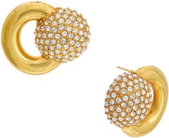 Oscar De La Renta Round Rhinestone Stud Earrings
