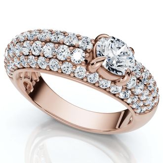 Pompeii3 1 1/2Ct Pave Kimberly Diamond Anniversary Ring 14k Gold or Platinum Lab Grown