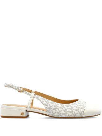 Michael Michael Kors slingback heeled pumps - women - Calf Leather/Canvas/Calf Leather/Rubber - 7.5 - White