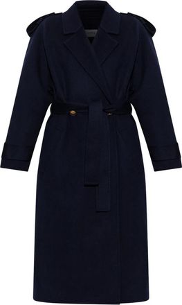 Versace Dubbel Wol & Kasjmier Jas - Dames - Mantel - Blauw - M - Wol - Jassen